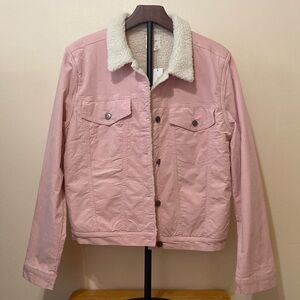 NWT Pink fur-lined corduroy jacket from Francesca’s size L